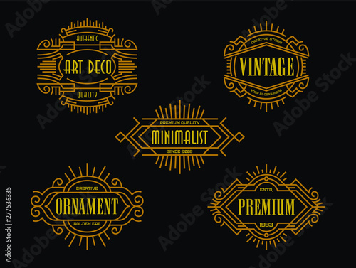 Art Deco Badges Modern Minimalism Line Art Ornament Frame Decorative Old Fashioned Graphic Design Element
