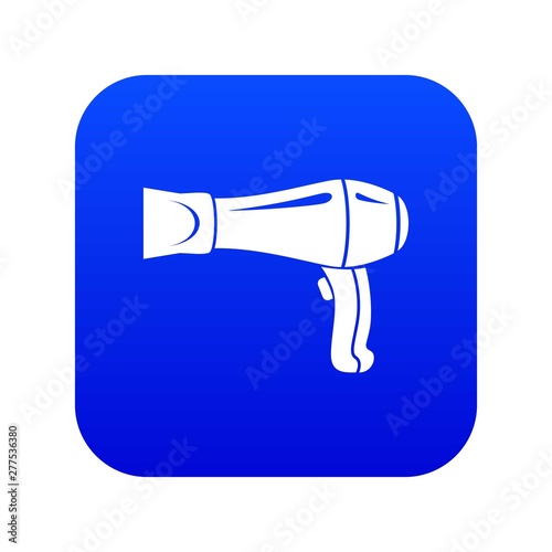 Hair dryer icon blue vector isolated on white background