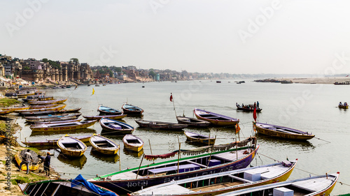 Wallpaper Mural A view of historic Varanasi ghats, ancient temples and buildings along the river Ganges Torontodigital.ca