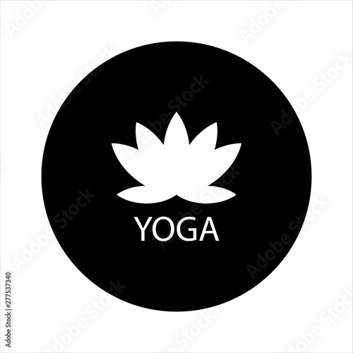 yoga lotus design vector illustration sign symbol. lotus with yoga text