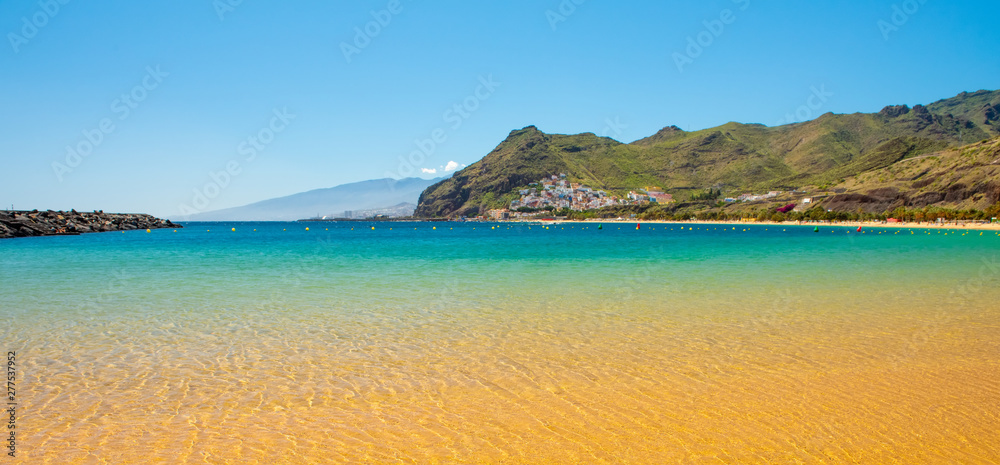 Amazing view of beach las Teresitas with yellow sand. Location: Santa Cruz de Tenerife, Tenerife, Canary Islands. Amazing view of beach las Teresitas with yellow sand. Location: Santa Cruz de Tenerife, Tenerife, Canary Islands.