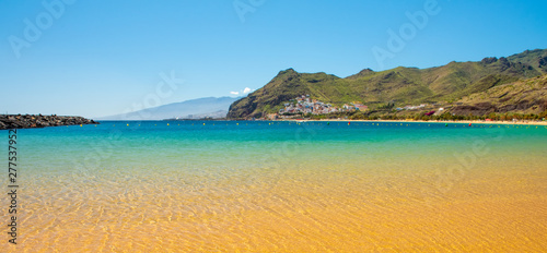 Amazing view of beach las Teresitas with yellow sand. Location  Santa Cruz de Tenerife  Tenerife  Canary Islands.