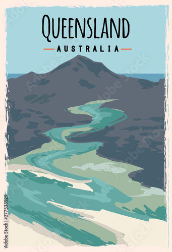 Canvas Print Queensland retro poster