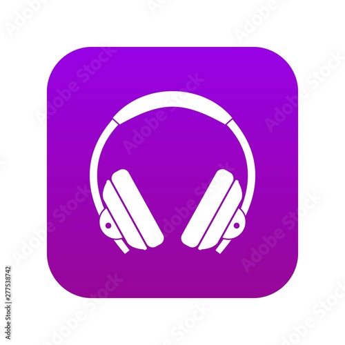 Headphone icon digital purple for any design isolated on white vector illustration