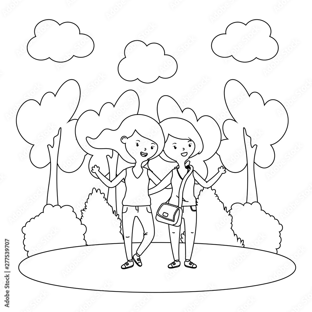 Fototapeta premium Teenage girls friends design vector illustrator