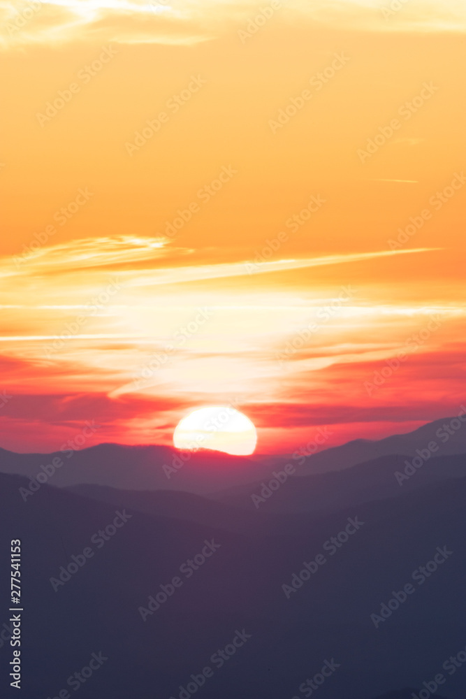 sunset in mountains