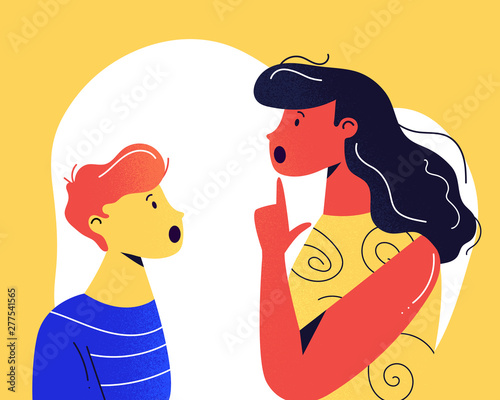 Woman-logopedist and her little client are ariculating on logopedic treatment session. Colorful vector illustration for web and printing.