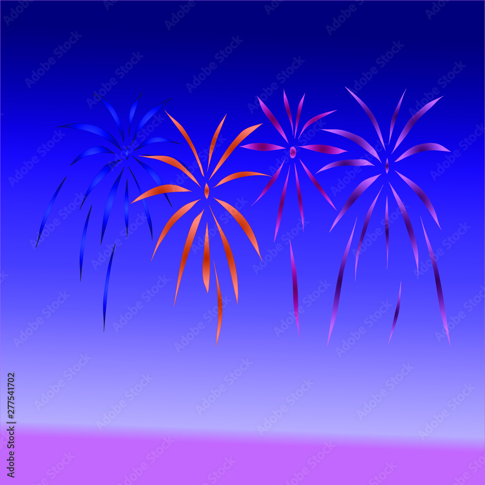 bright fireworks in the night sky