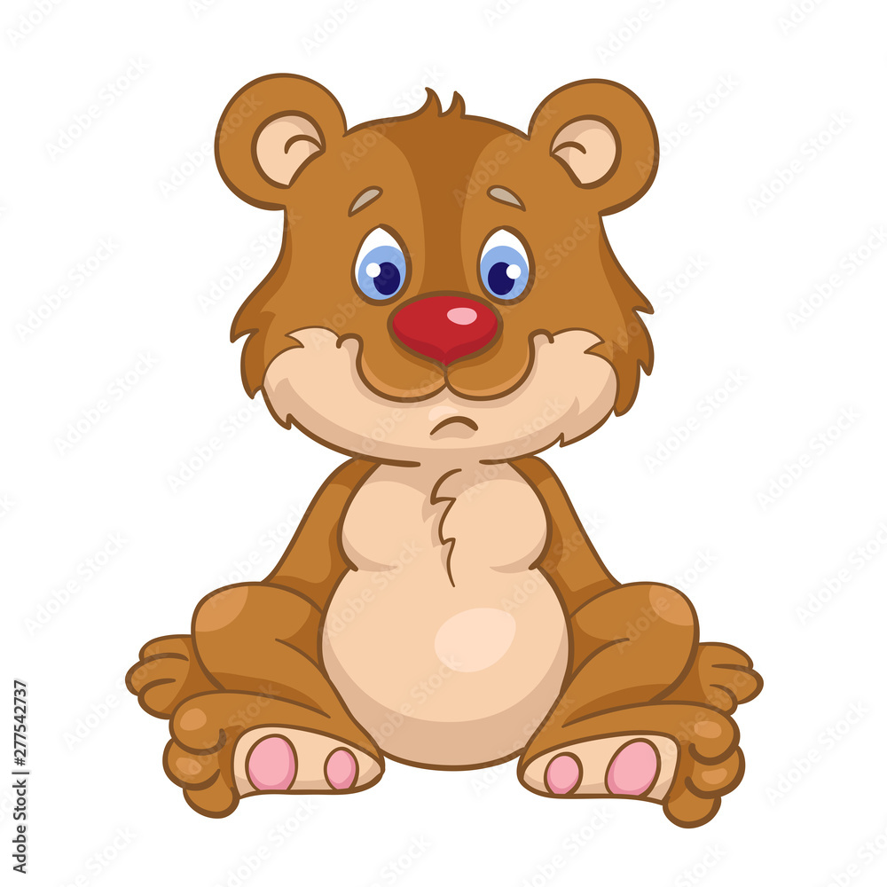 Little cute teddy bear sitting. In cartoon style. Isolated on white background. Little cute teddy bear sitting. In cartoon style. Isolated on white background.