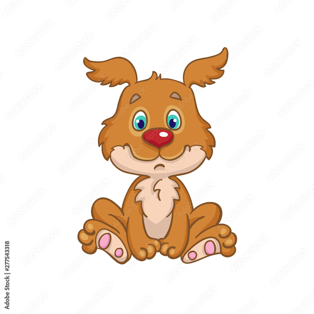 Little cute puppy sitting. In cartoon style. Isolated on white background. Little cute puppy sitting. In cartoon style. Isolated on white background.