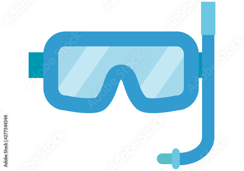 Gafas de bucear sobre fondo blanco.
