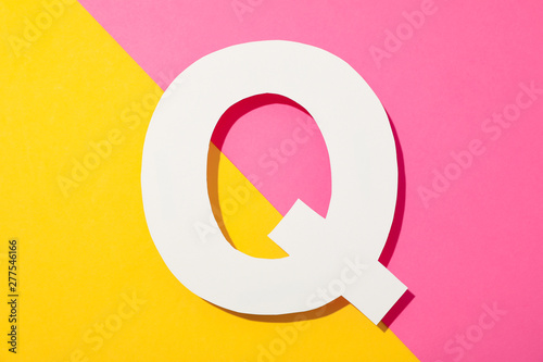 Quadro su tela White letter Q on two color background, space for text