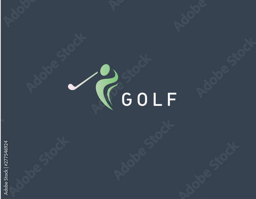 Creative abstract logo sign man with a club for a golf club