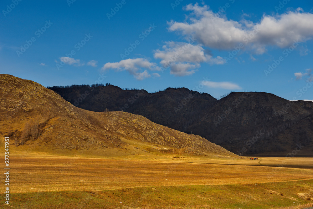 Russia. mountain Altai. The surrounding mountains regional center Onguday along Tchuisky highway.