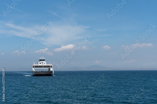 Car ferry arriving in port