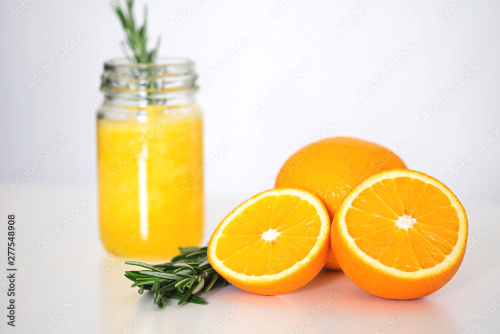 Orange fruit on white background, Close up Orange fruit on white background, Close up