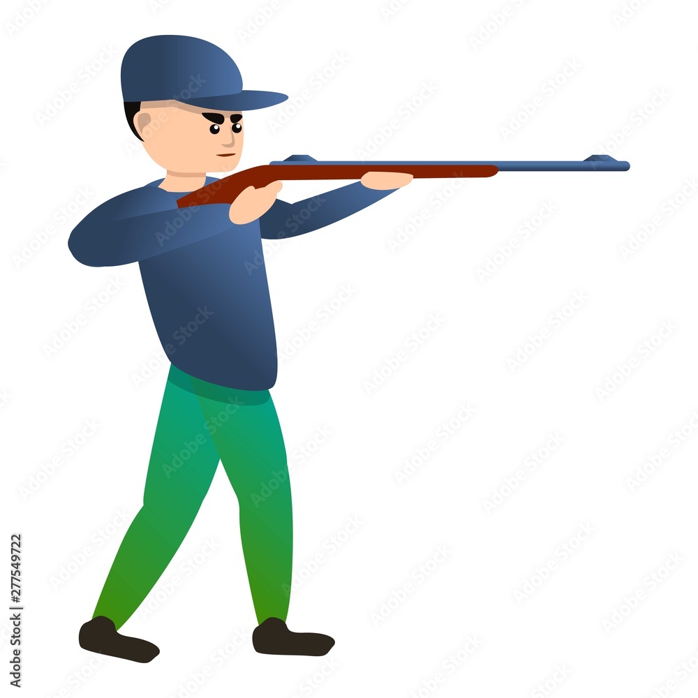 Man shooting rifle icon. Cartoon of man shooting rifle vector icon for web design isolated on white background