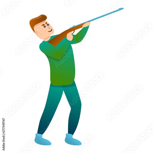 Man hunter shooting icon. Cartoon of man hunter shooting vector icon for web design isolated on white background