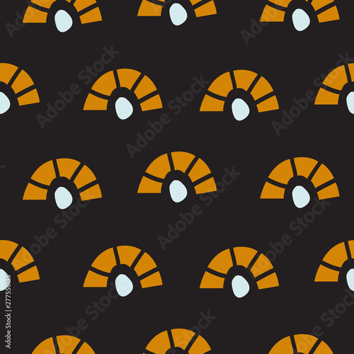 Seamless texture with geometric abstract fan black shapes vector.