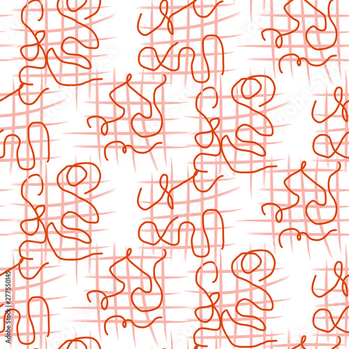 Seamless grid texture with geometric abstract shapes vector.