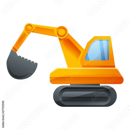 Construction excavator icon. Cartoon of construction excavator vector icon for web design isolated on white background