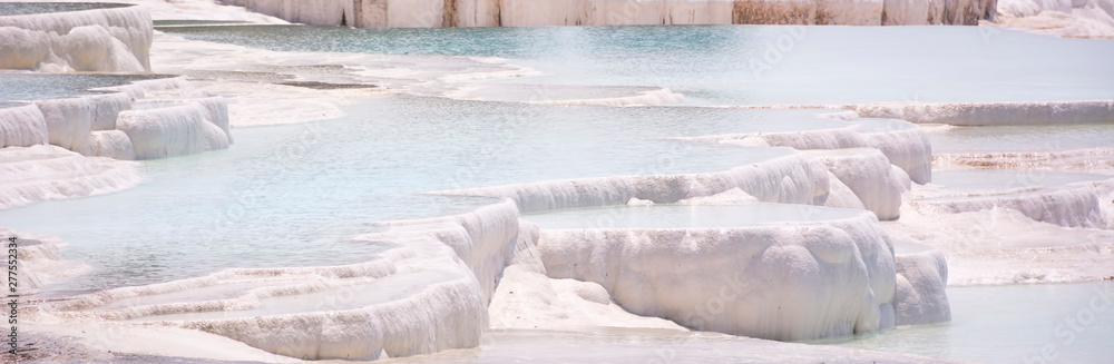 Pamukkale travertine pools and terraces carbonate mineral at ancient Hierapolis, Turkey Pamukkale travertine pools and terraces carbonate mineral at ancient Hierapolis, Turkey