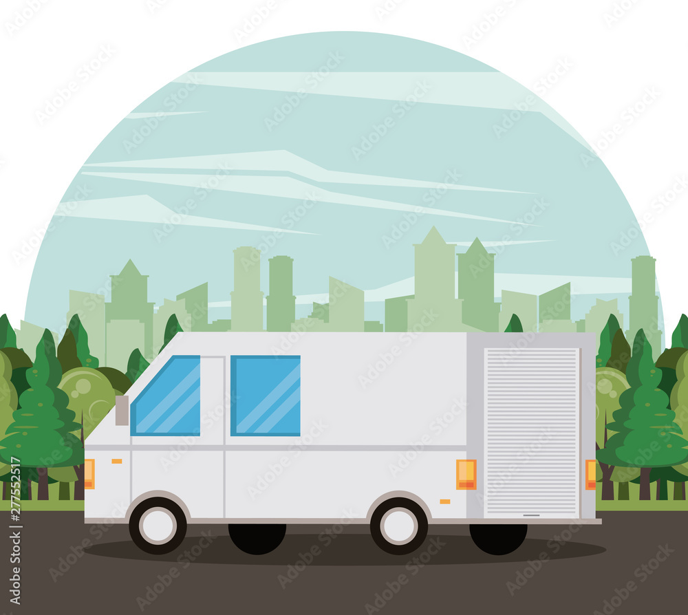 transport vehicle delivery van cartoon