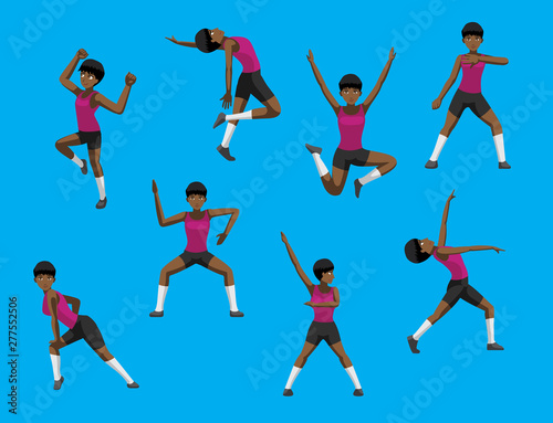 Zumba Girl Black Manga Cartoon Vector