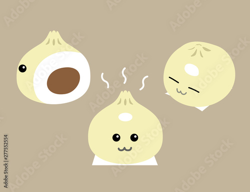 Steamed Bun Cute Character Cartoon Vector