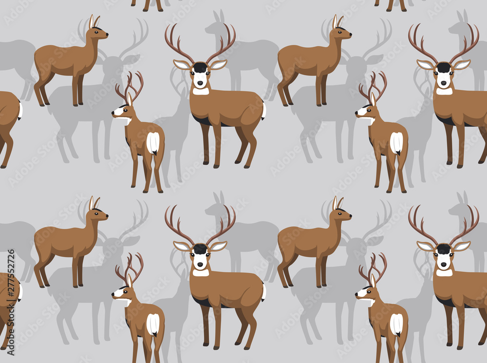 Mule Deer Cartoon Background Seamless Wallpaper Stock Vector | Adobe Stock
