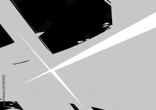 Black and white abstract shapes  dark background.