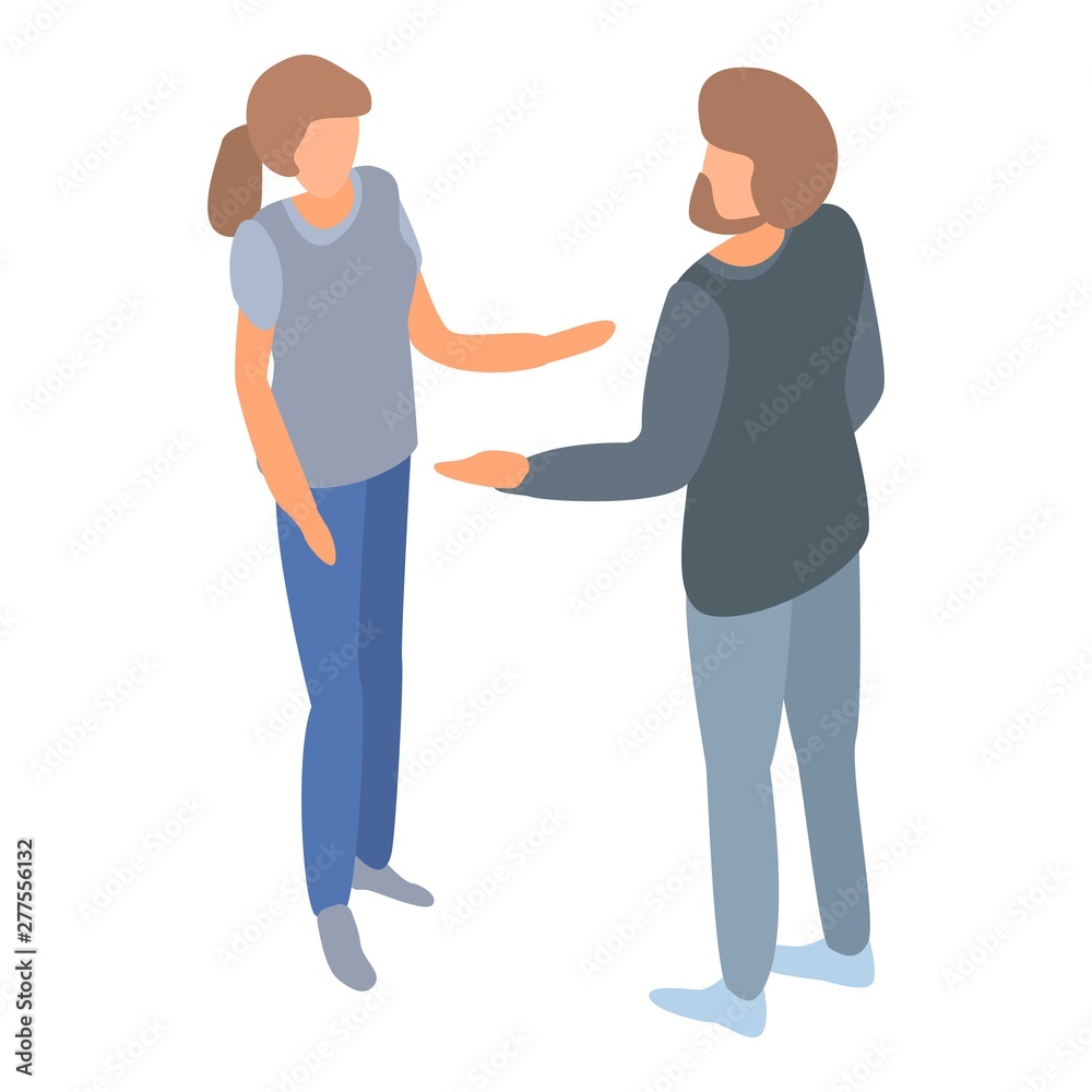 Office worker conversation icon. Isometric of office worker conversation vector icon for web design isolated on white background Office worker conversation icon. Isometric of office worker conversation vector icon for web design isolated on white background