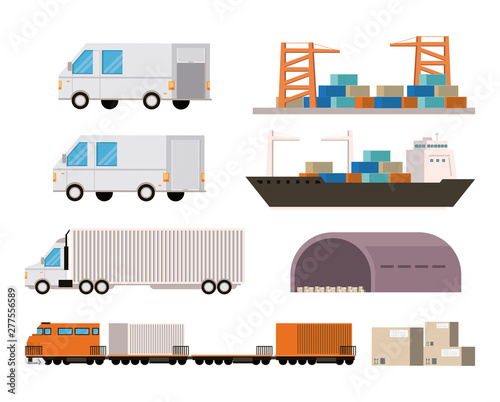 transportation merchandise logistic cargo cartoon