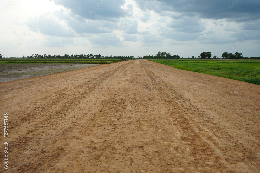 Rural roads in the countryside are surrounded by fields. Rural roads in the countryside are surrounded by fields.