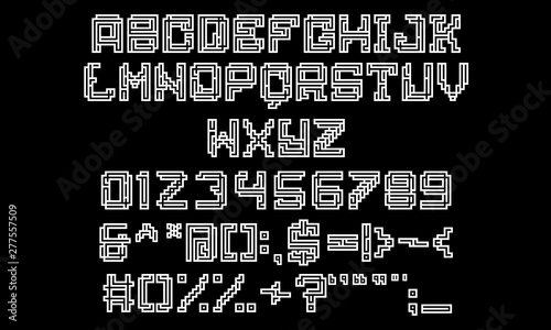 Vector Creative Alphabet for Title, Header, Letter, Logo. Funny Entertainment Active Typeface Sports Technology Area. Letter and round number with accuracy