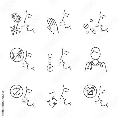 Allergies linear icons set
