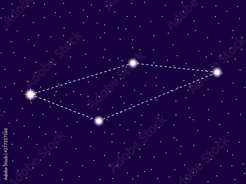 Fornax constellation. Starry night sky. Cluster of stars and galaxies. Deep space. Vector illustration photo