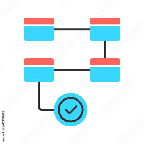 Activity diagram color icon. Workflow actions. Process map. Deployment flowchart. Problem solving stages. Step by step plan implementation. Movement to goal. Isolated vector illustration