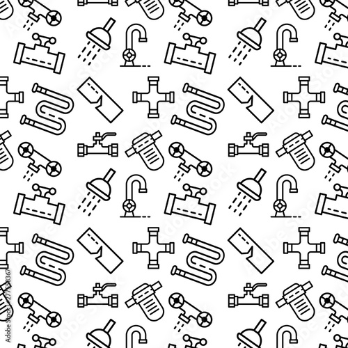 Plumbing pattern. Outline illustration of plumbing vector pattern for web design
