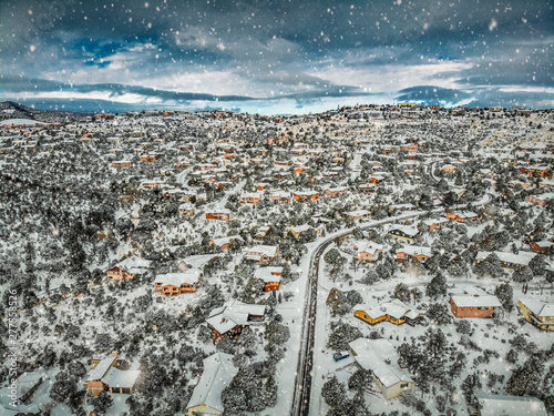 Obraz na plátne Snowy aeiral neighborhood