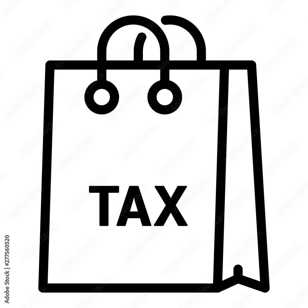 Tax paper bag icon. Outline tax paper bag vector icon for web design isolated on white background Tax paper bag icon. Outline tax paper bag vector icon for web design isolated on white background