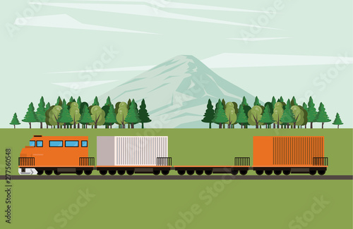 transportation merchandise logistic cargo train cartoon
