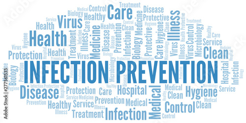 Infection Prevention word cloud vector made with text only.