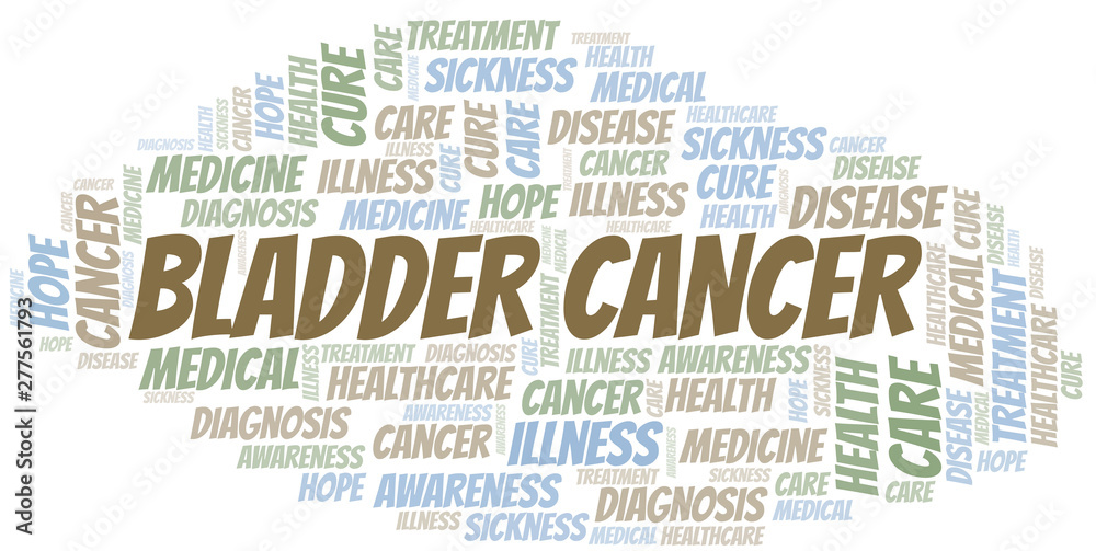 Bladder Cancer word cloud. Vector made with text only.
