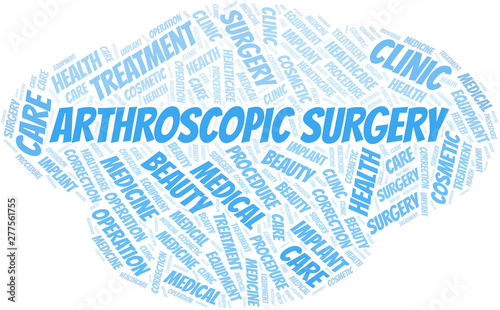 Arthroscopic Surgery word cloud vector made with text only.