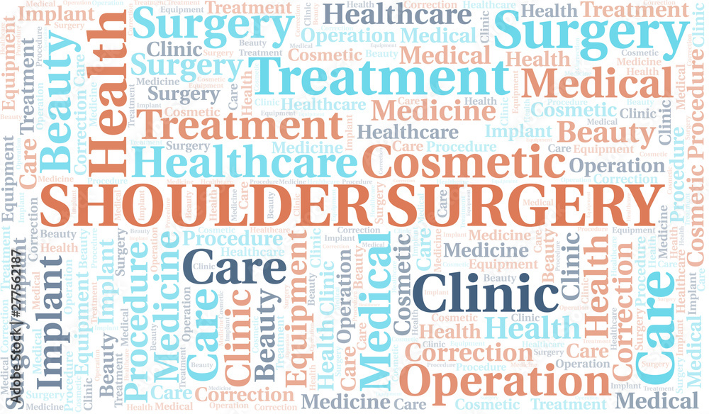 Shoulder Surgery word cloud vector made with text only.