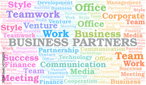 Business Partners word cloud. Collage made with text only.