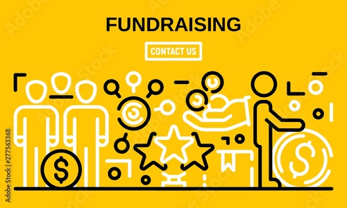 Fundraising banner. Outline illustration of fundraising vector banner for web design