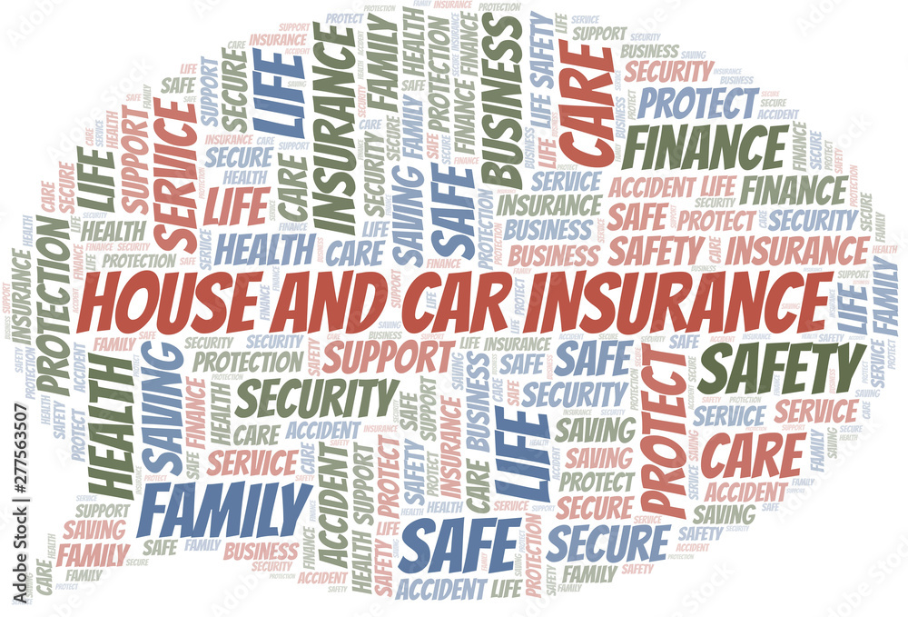 House And Car Insurance word cloud vector made with text only.