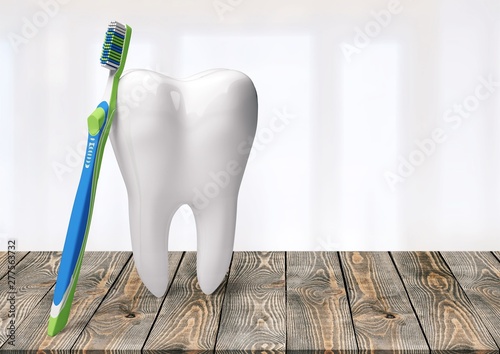 Dentist human teeth toothbrush dental hygiene white isolated three-dimensional shape
